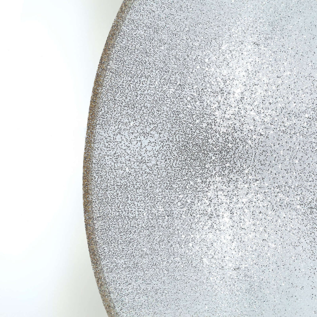 7.5ft Metallic Silver Sparkle Sequin Round Wedding Arch Cover, Shiny Shimmer Photo Backdrop Stand Cover, 2-Sided Custom Fit