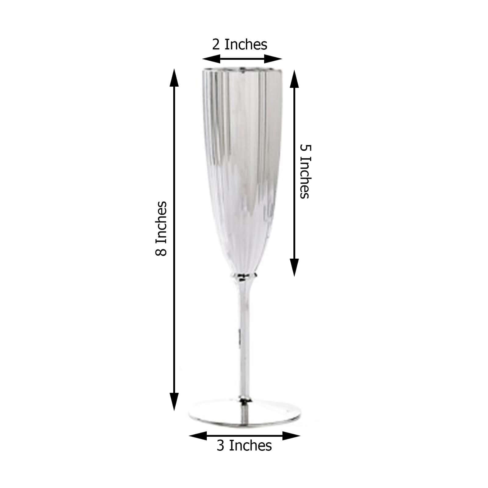 6-Pack Plastic Champagne Flutes in Silver - Classy Disposable Champagne Glasses for Toasting & Cocktail Parties 5oz