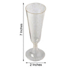 12-Pack Plastic Champagne Glasses Gold Glittered Short Stem - Stylish Disposable Flutes with Detachable Base for Toasts 5oz