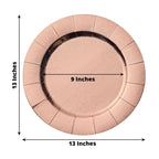10-Pack Disposable Round Charger Plates in Rose Gold with Leathery Texture - Durable 1100GSM Cardboard Placemats 13"
