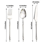 24-Pack Plastic Utensil Set with Roman Column Handle Silver - Disposable Silverware