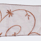 5 Pack Organza Chair Sashes with Satin Leaf Embroidery Chocolate - Reusable Sheer Design 7"x108"