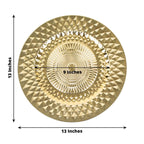 6-Pack Plastic Round Charger Plates 13" in Gold with Diamond Pattern, Sparkling Disposable Dinner Charger Tableware