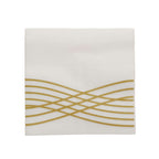 20 Pack Linen-Like Paper 5"x5" Napkins White with Gold Foil Wave Design - Classy Disposable Airlaid Cocktail Napkins