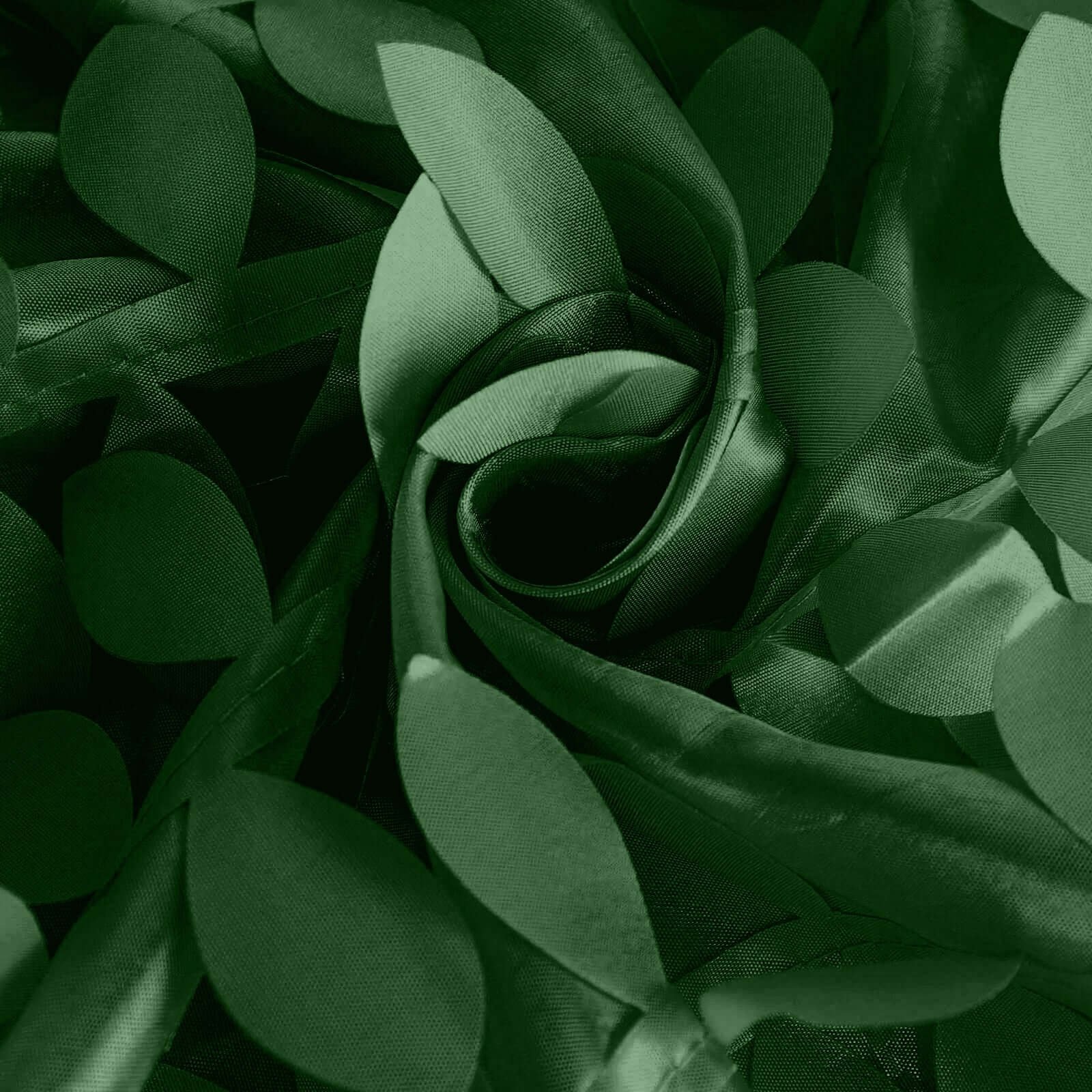 Taffeta 132" Round Tablecloth Green | 3D Leaf Petal Design Seamless Table Cover