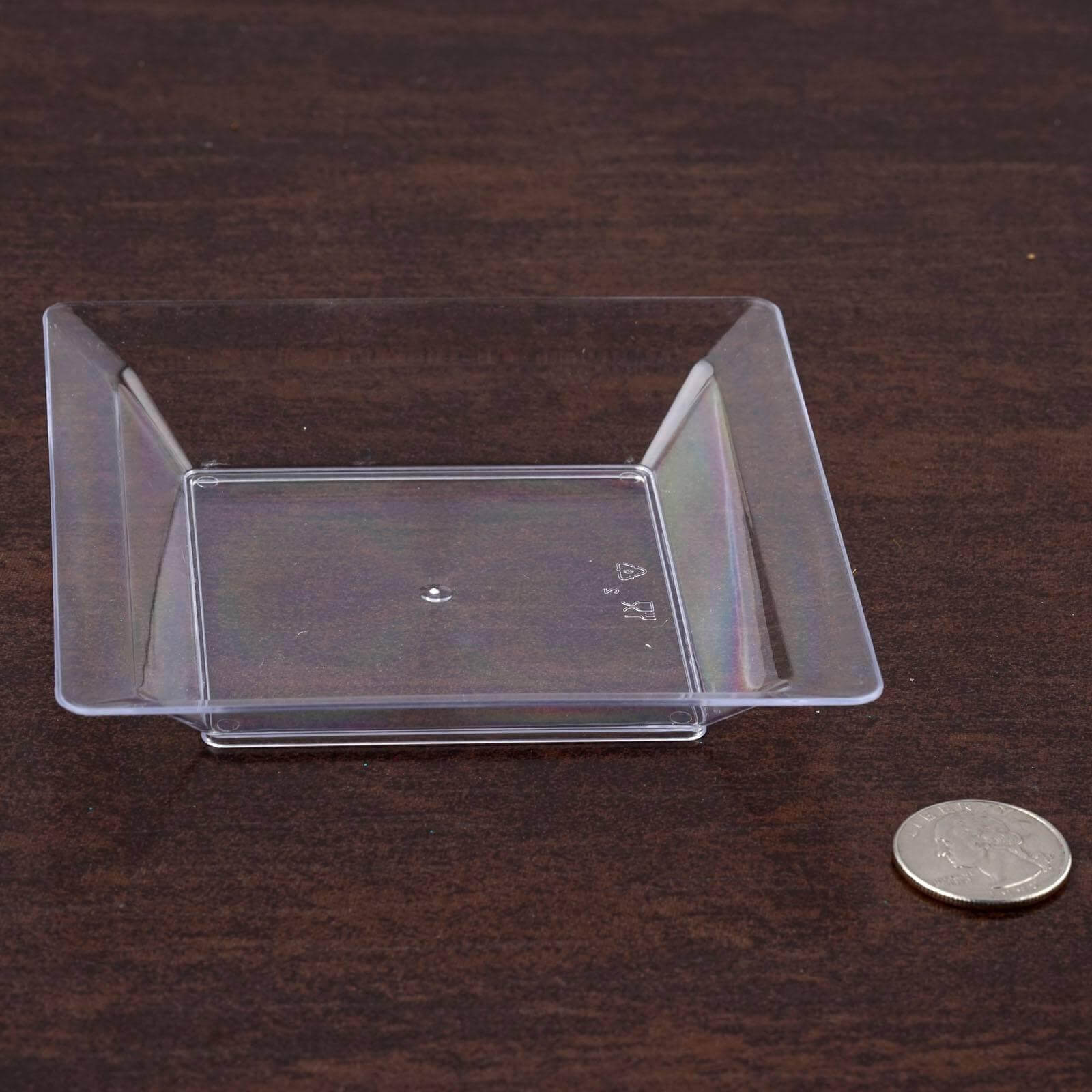 12-Pack Appetizer Plates Mini Square Design Clear - Plastic Disposable Plates for Desserts 4"