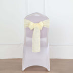 5 Pack Linen Chair Sashes 6"x108" Slubby Textured Ivory - Durable Wrinkle-Resistant Decor