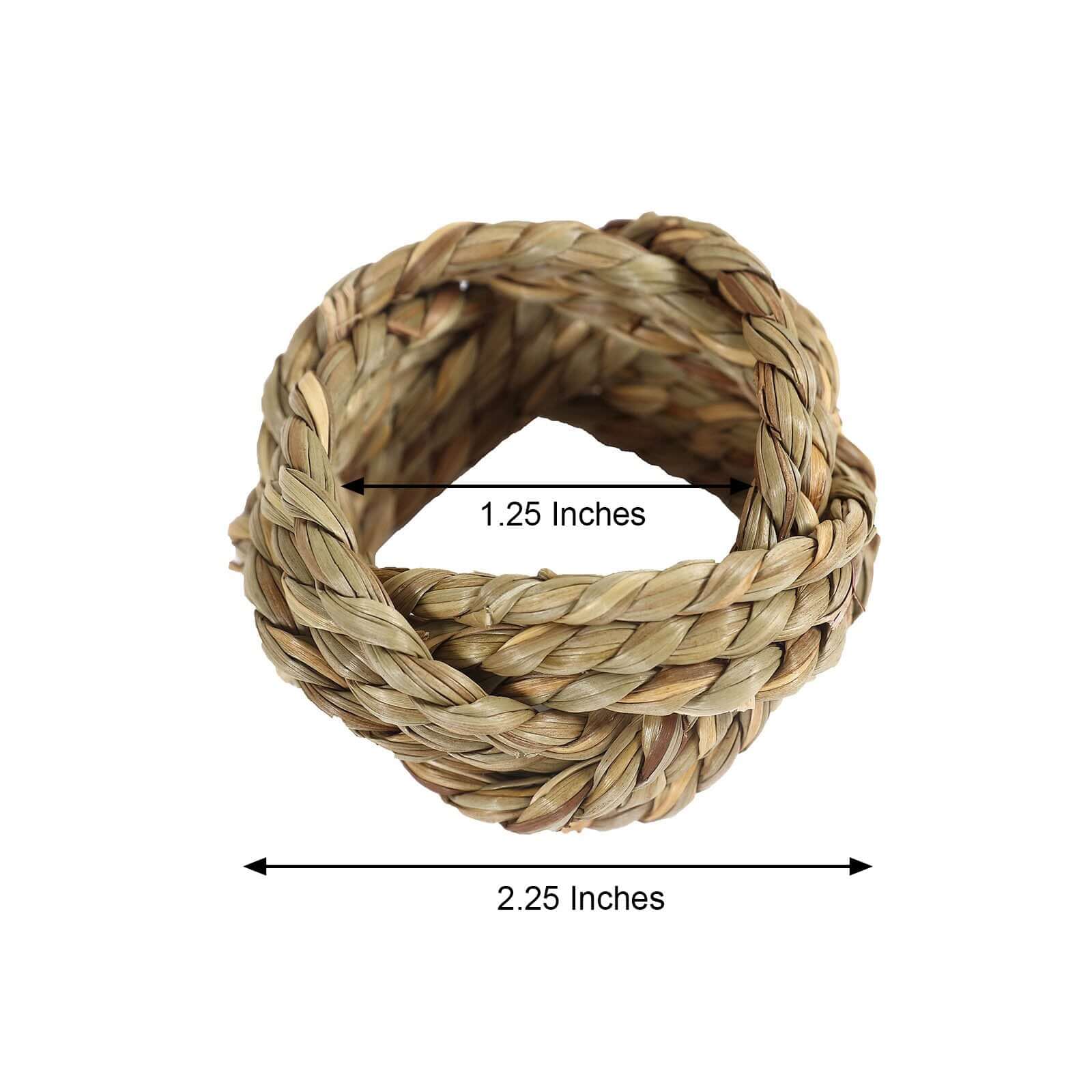 4 Pack Farmhouse Style Natural Burlap Napkin Rings, Handmade Braided Jute Napkin Holders
