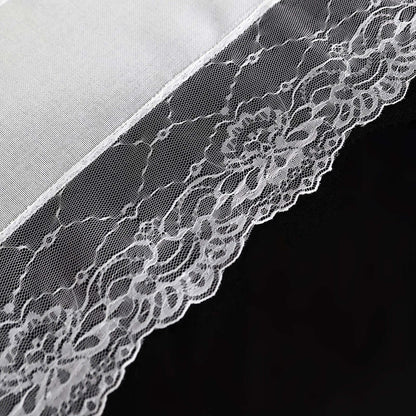 Faux Burlap Jute 16"x108" Table Runner White With Lace Edging - Rustic Farmhouse Table Linen