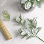 2 Stems 24" Tall Frosted Green Artificial Lambs Ear Leaf Indoor Plant