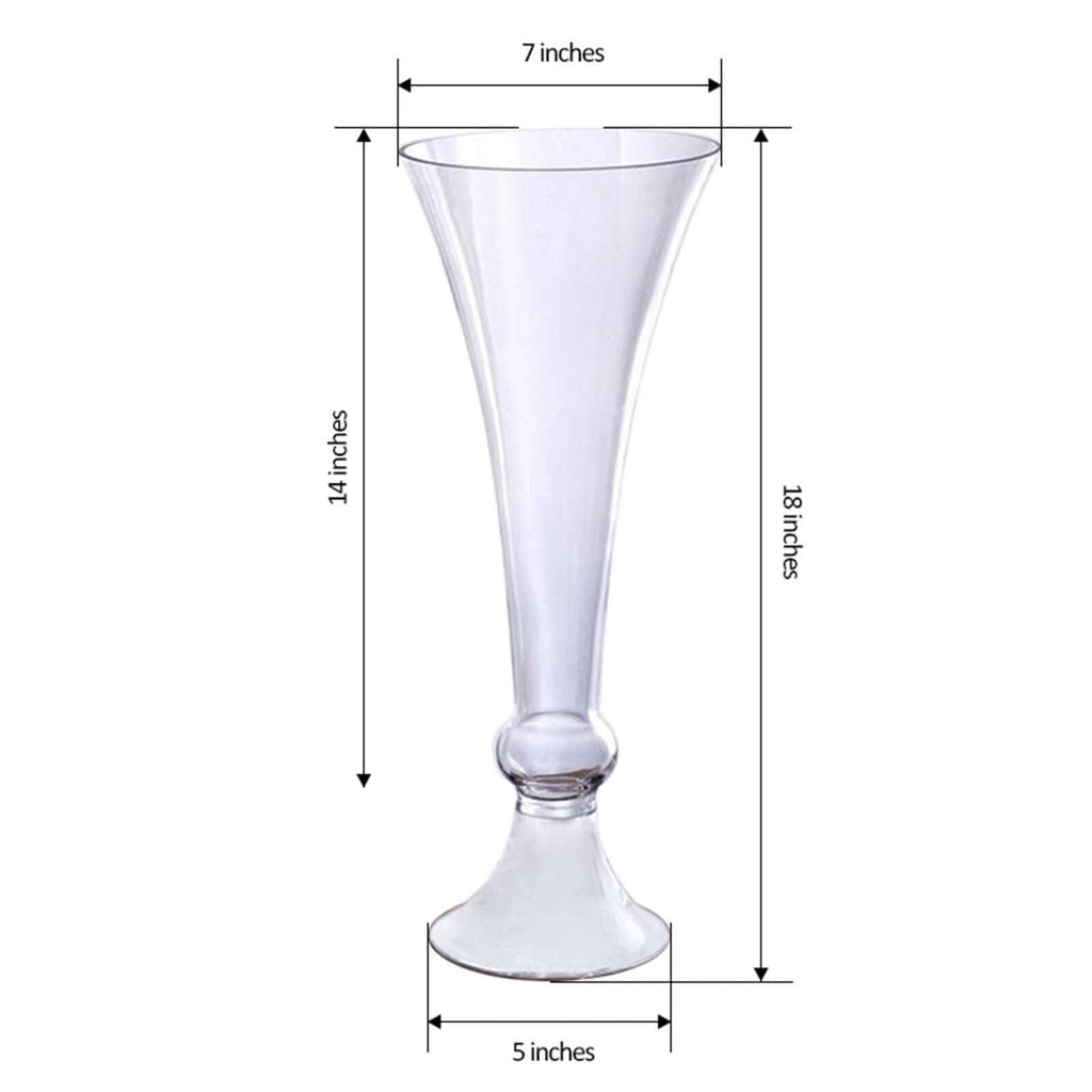 4-Pack Glass Trumpet Vases Crystal Ball Design Clear - Stylish Floral Table Centerpieces for Events 18"