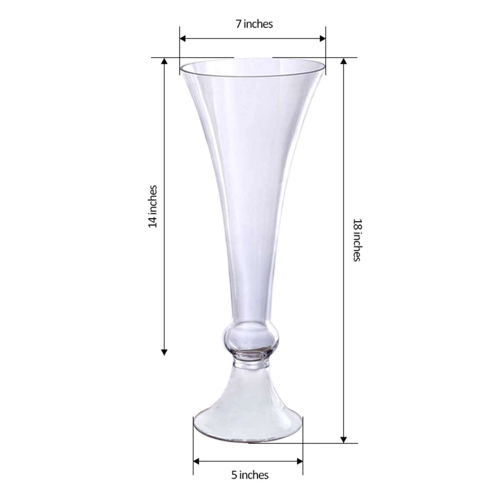 4-Pack Glass Trumpet Vases Crystal Ball Design Clear - Stylish Floral Table Centerpieces for Events 18"