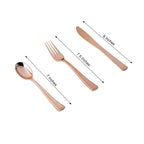 30-Pack Plastic Utensil Set Metallic Rose Gold Classic Heavy Duty - Durable Disposable Silverware Set 7", 8"