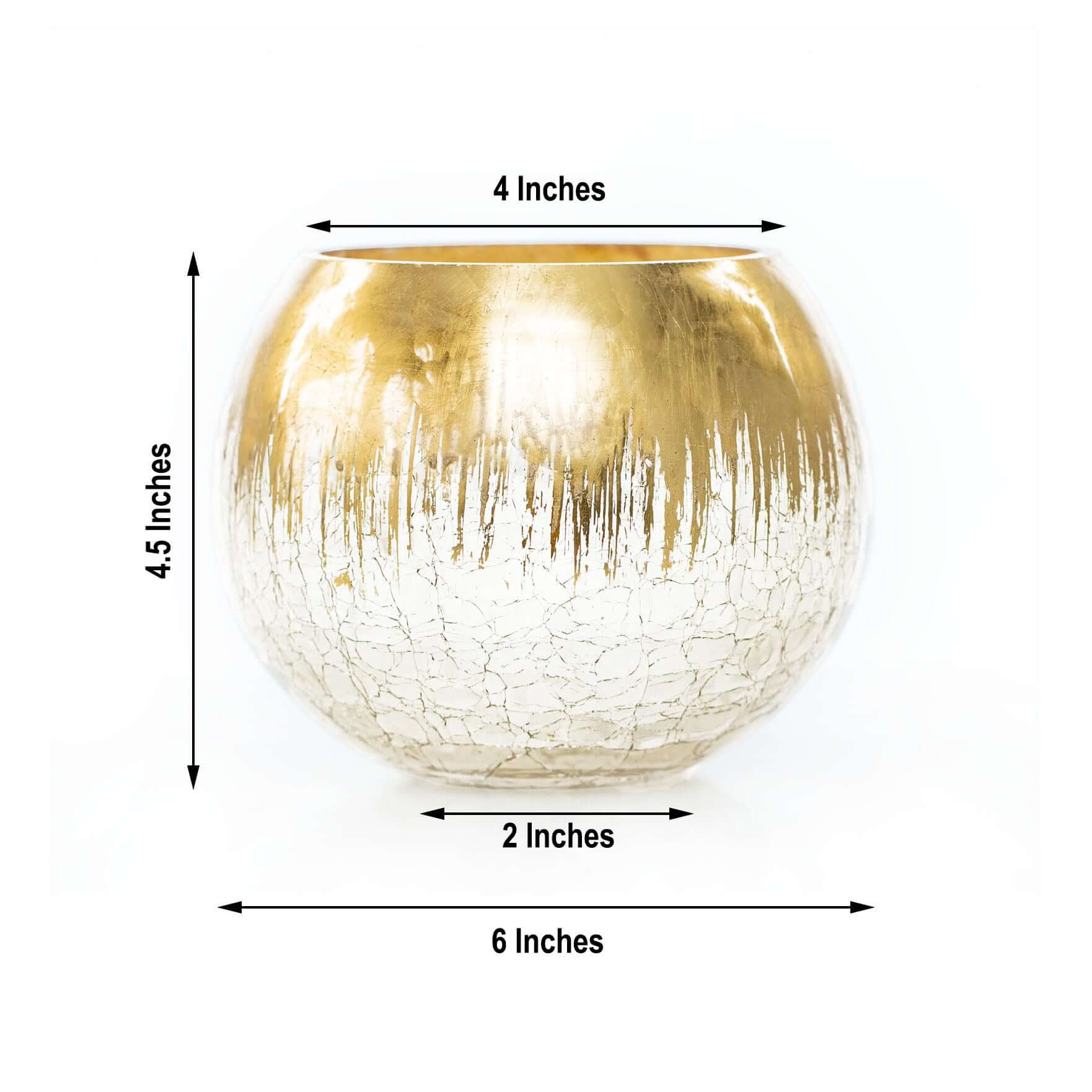 Glass Flower Vase Gold Foiled Crackle Bubble - Stylish Centerpiece for Events 4.5"