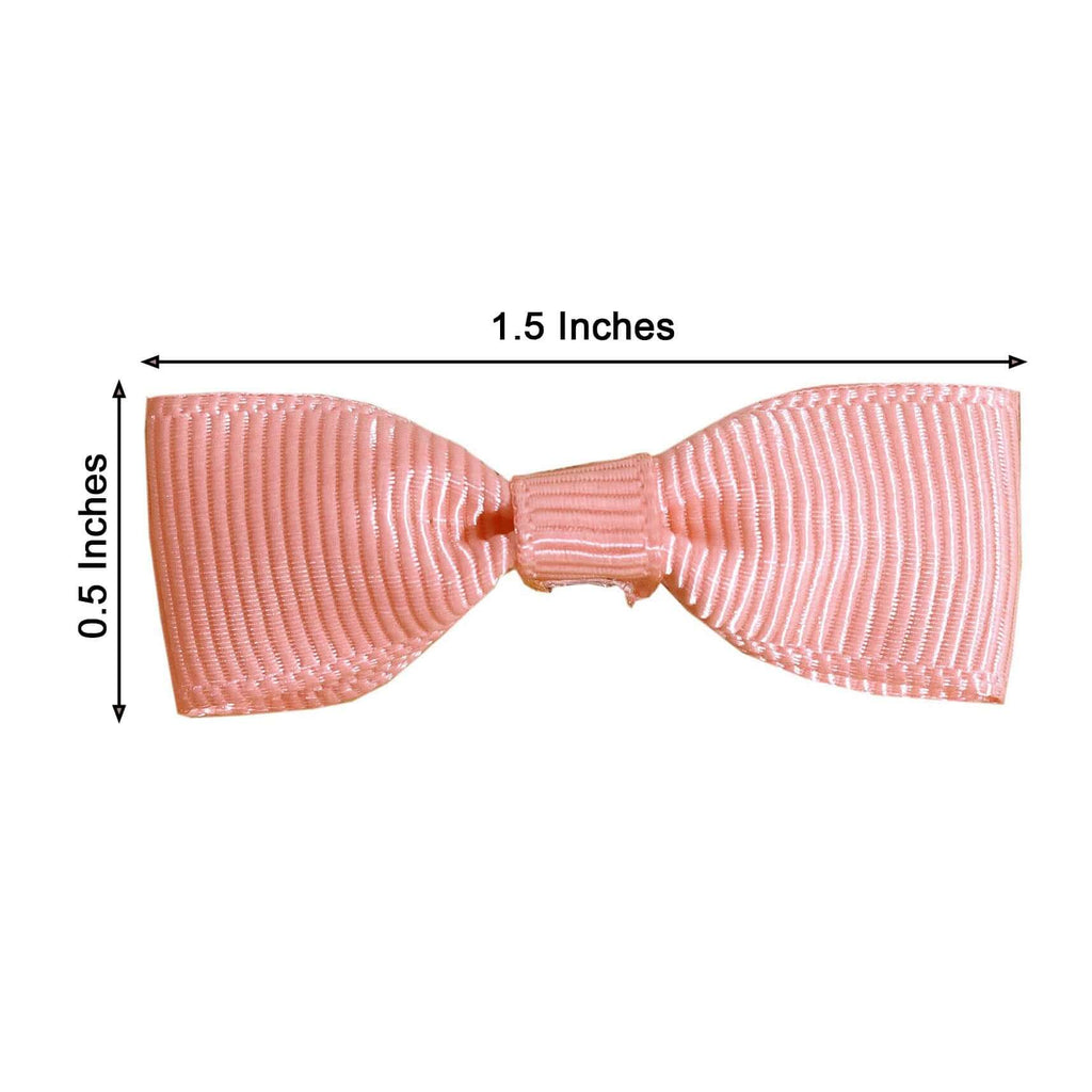 50 Pcs 1.5" Dusty Rose Grosgrain Pre Tied Ribbon Bows, Gift Basket Party Favor Bags Decor - Polyester