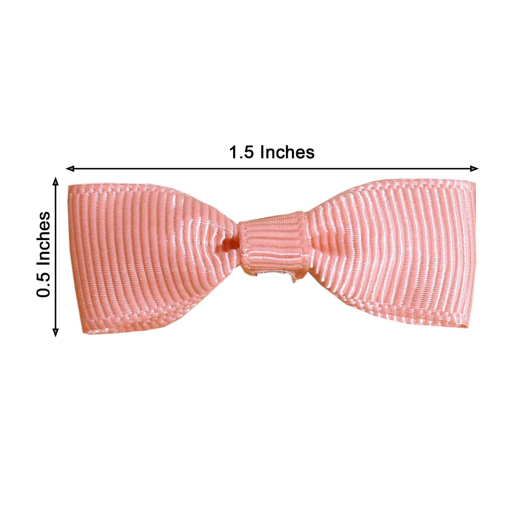 50 Pcs 1.5" Dusty Rose Grosgrain Pre Tied Ribbon Bows, Gift Basket Party Favor Bags Decor - Polyester