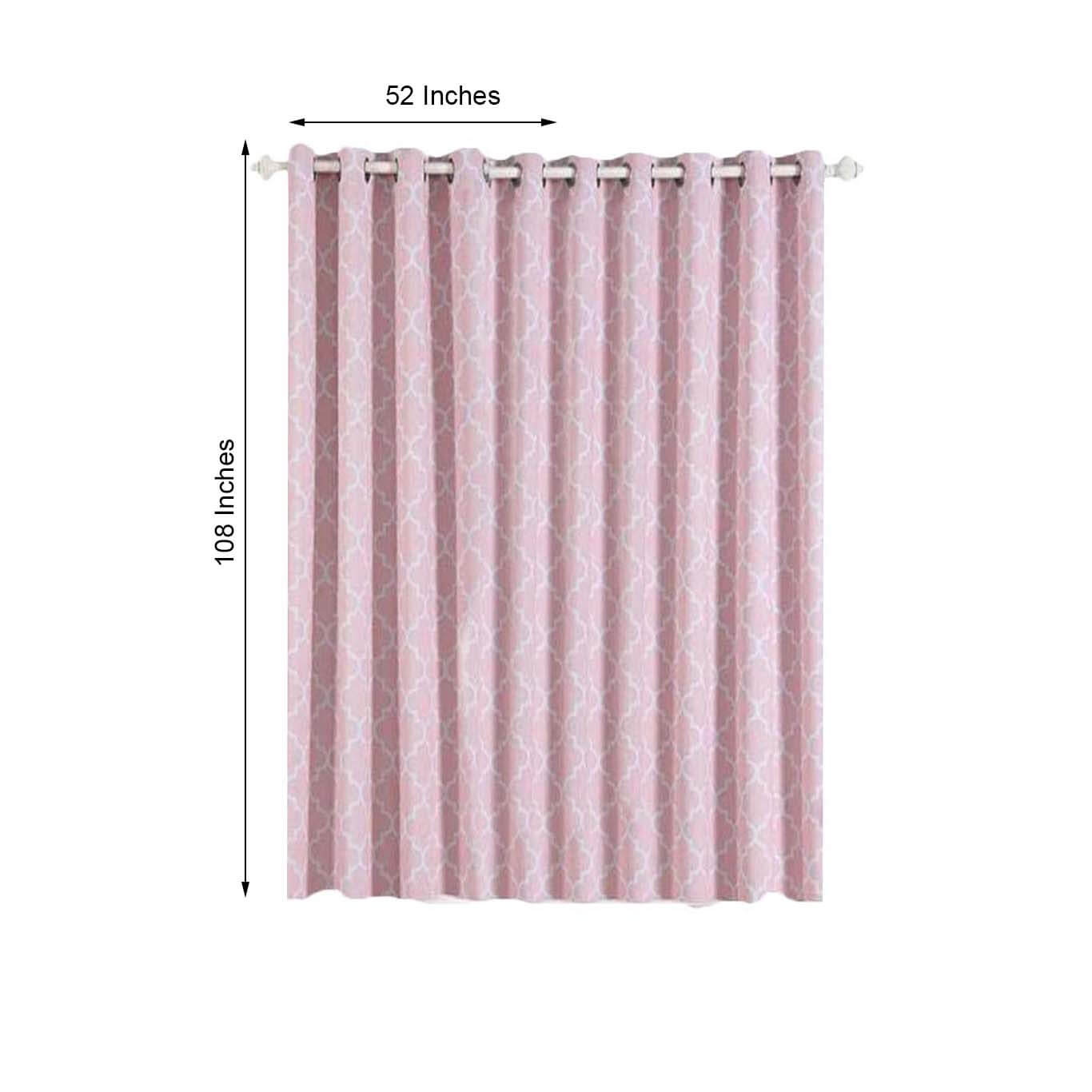 2 Pack White Blush Lattice Print Thermal Blackout Curtains With Chrome Grommet Window Treatment Panels - 52"x108"