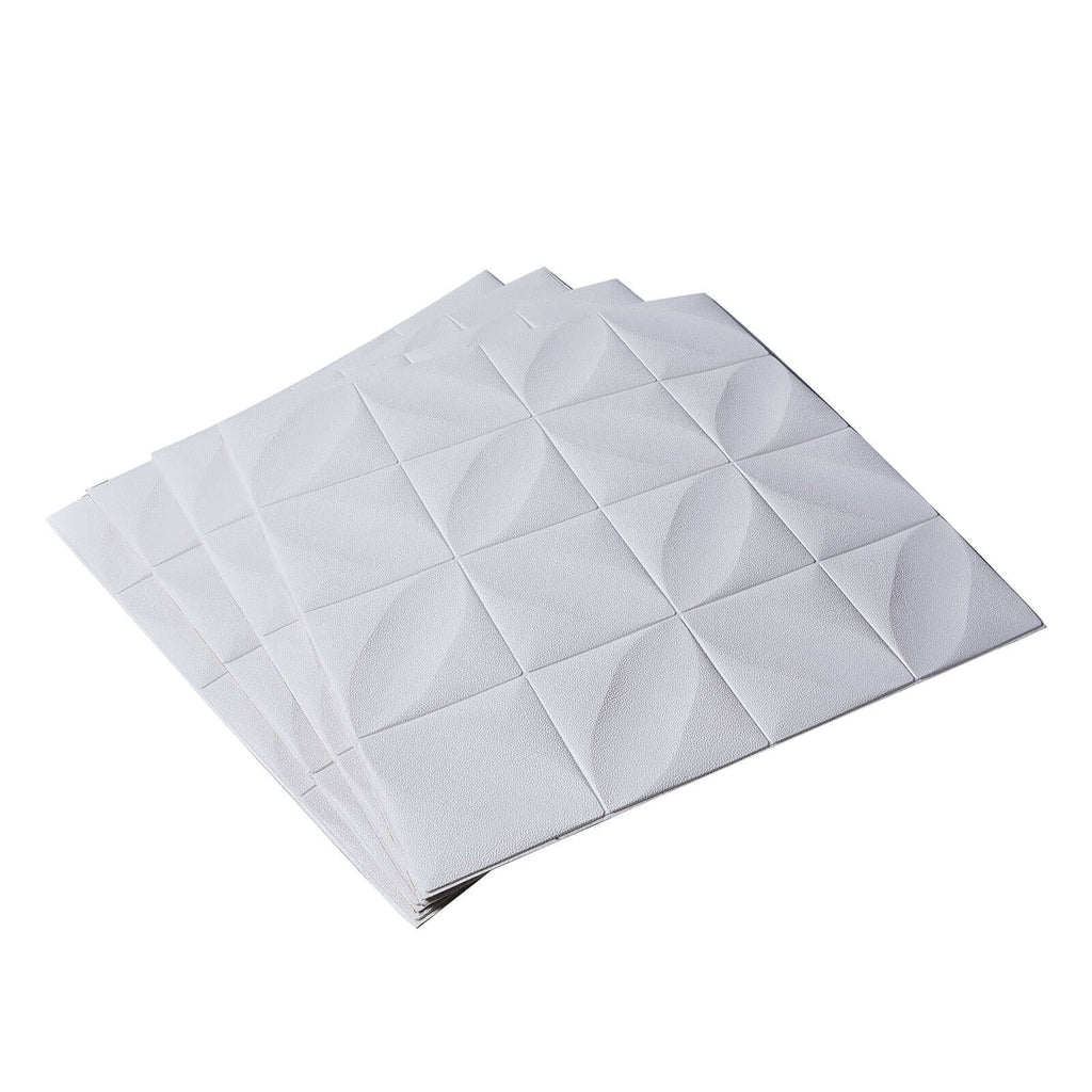 10 Pack 52 Sq ft 3D White Foam Self Adhesive Wall Panels - Diamond Design