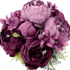 2 Pack 19" Purple Artificial Peony Flower Wedding Bouquets, Faux Silk Flower Arrangements