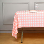 5-Pack Plastic Table Covers Pink Checkered Rectangle - Durable PVC Disposable Covers for Events 54"x108"