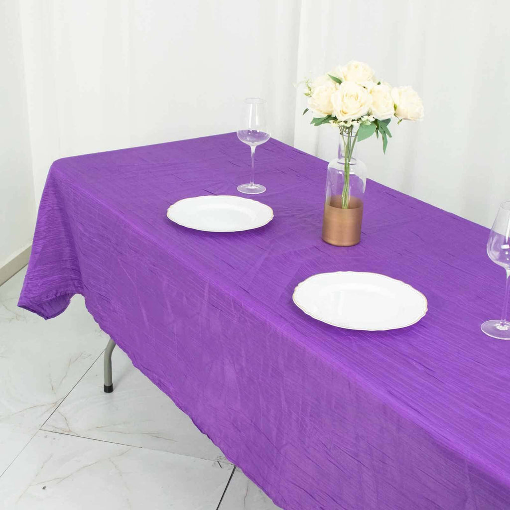 Taffeta 60"x102" Rectangle Tablecloth Purple - Accordion Crinkle Table Cover