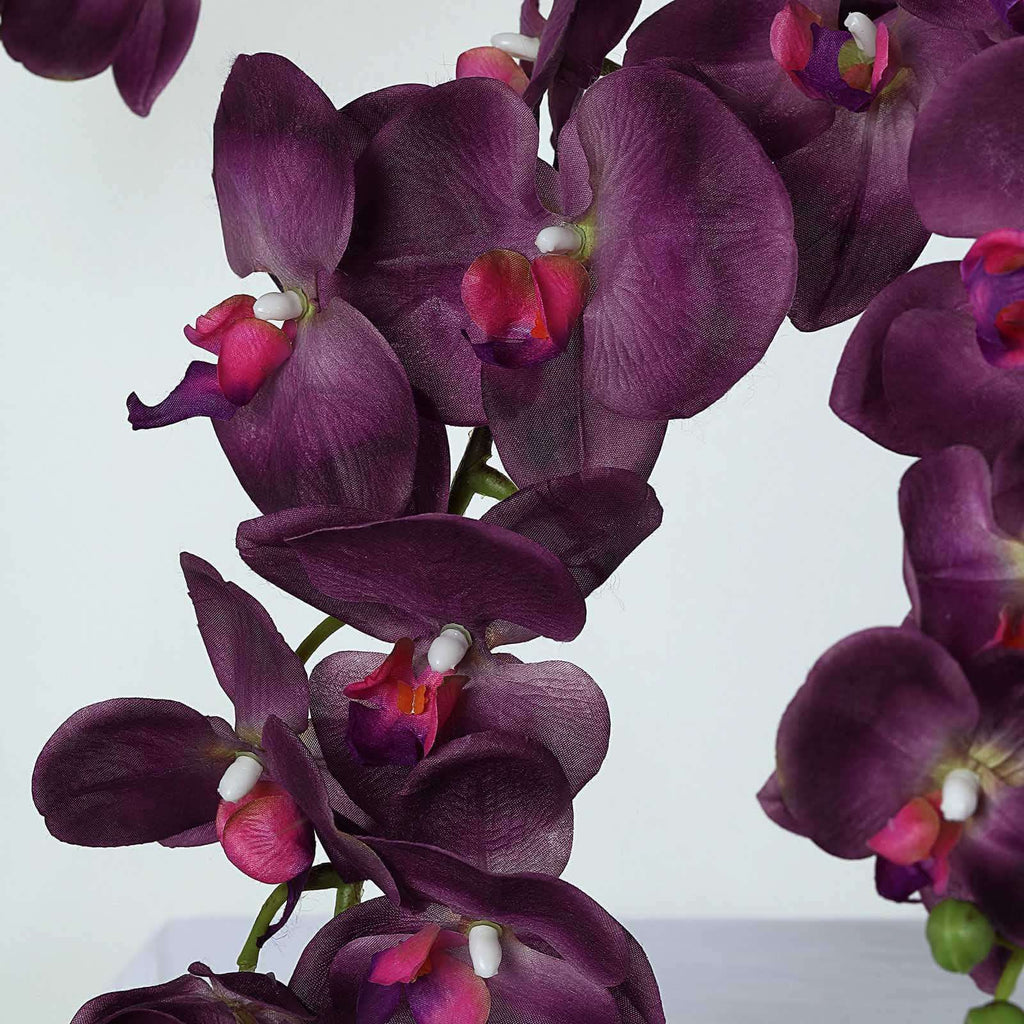 2 Stems 40" Tall Eggplant Artificial Silk Orchid Flower Bouquets