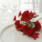 3 Pack 14" Red Artificial Silk Carnation Flower Arrangements, Faux Floral Bouquets Bushes