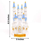Cake Topper Figurine Fairytale Princess Castle Design Blue and White - Decoration for Baby Showers 8.5"