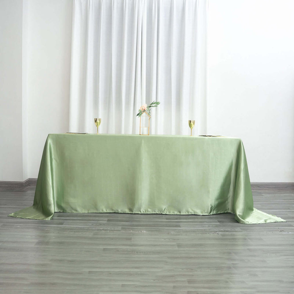 Satin Rectangular 90"x132" Tablecloth Sage Green - Seamless Table Cover