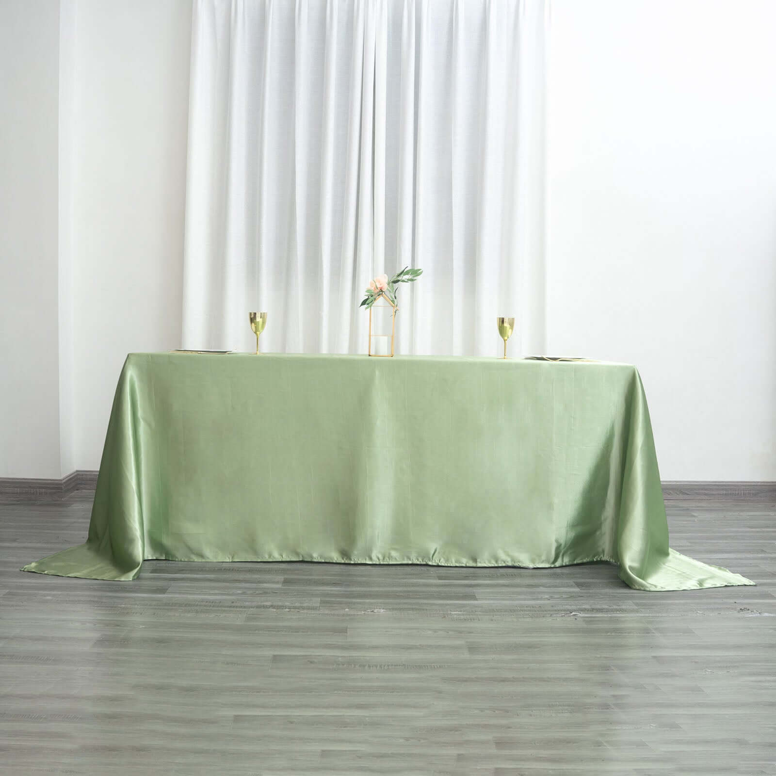 Satin Rectangular 90"x132" Tablecloth Sage Green - Seamless Table Cover