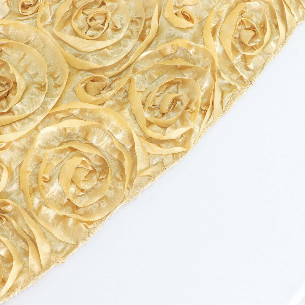 Rosette Satin 14"x108" Table Runner Champagne - Grandiose Design