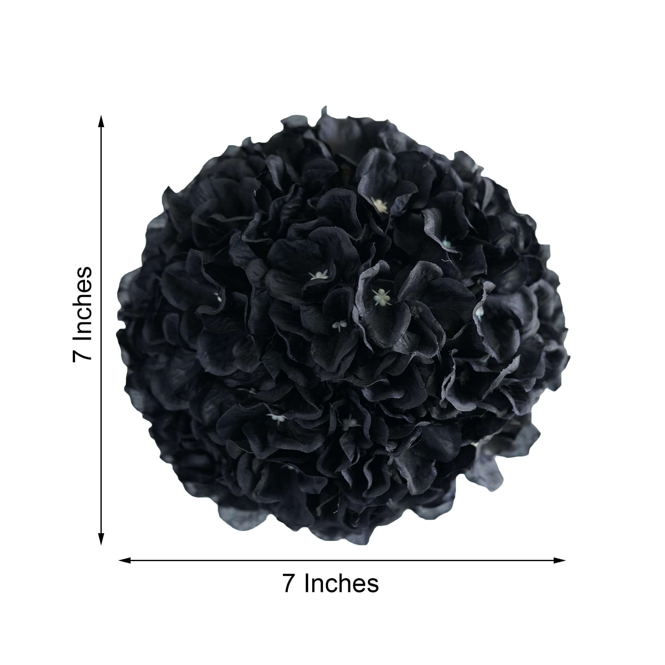 4 Pack 7" Black Artificial Silk Hydrangea Kissing Flower Balls