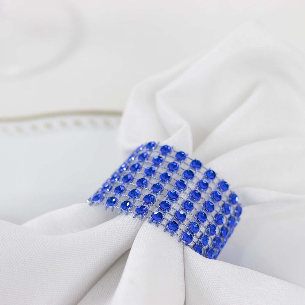 10 Pack Rhinestone Napkin Rings with Velcro Brooch Buckle Royal Blue - Stylish Design for Chair Sashes