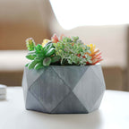 Geometric Planter Mini Cement Design Gray Finish - Concrete Succulent Flower Pot 7"