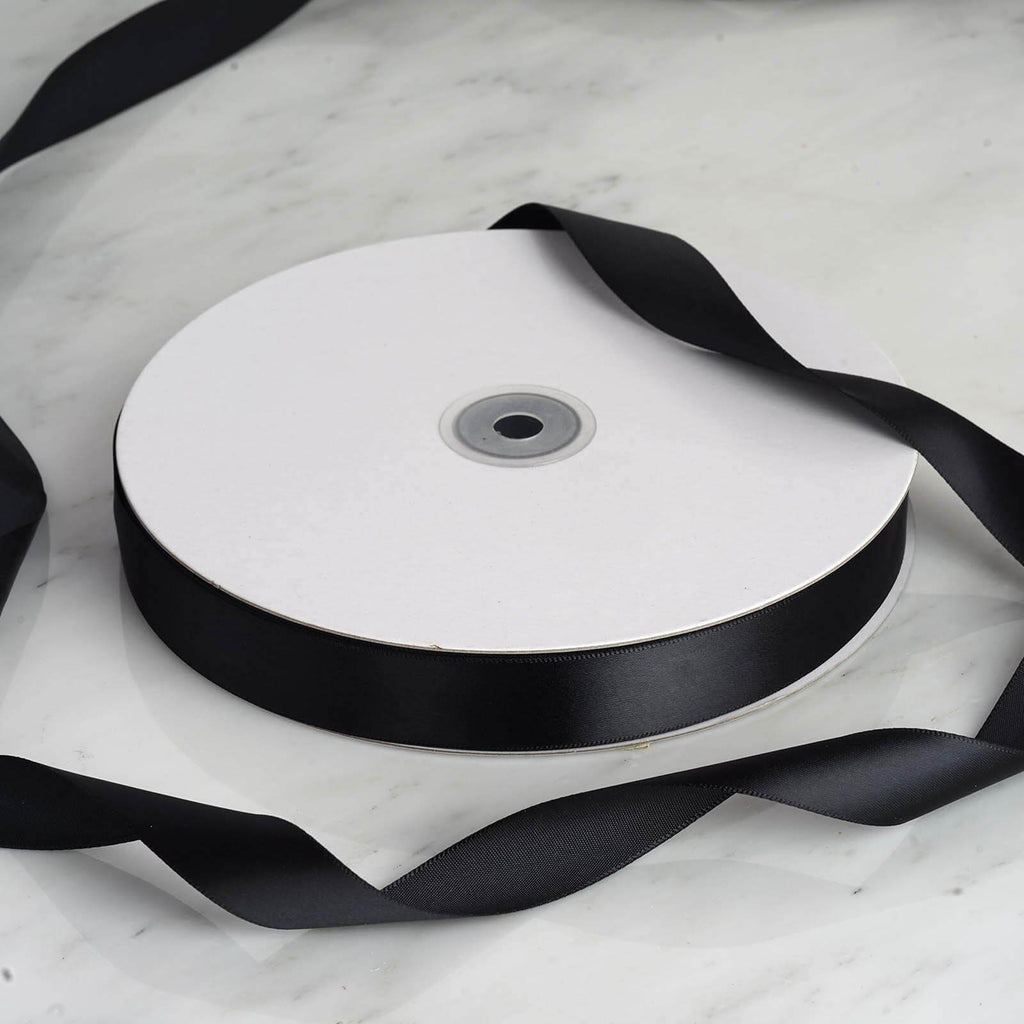 100 Yards 7/8" Black Single Face Decorative Satin Ribbon