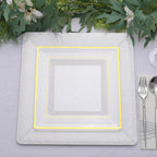 10-Pack Disposable Square Charger Plates in Iridescent with Leather Like Texture - 1100GSM Durable Paper Chargers 13"