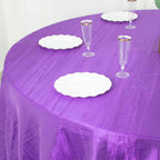 Taffeta 120" Round Tablecloth Purple - Seamless Accordion Crinkle Table Cover