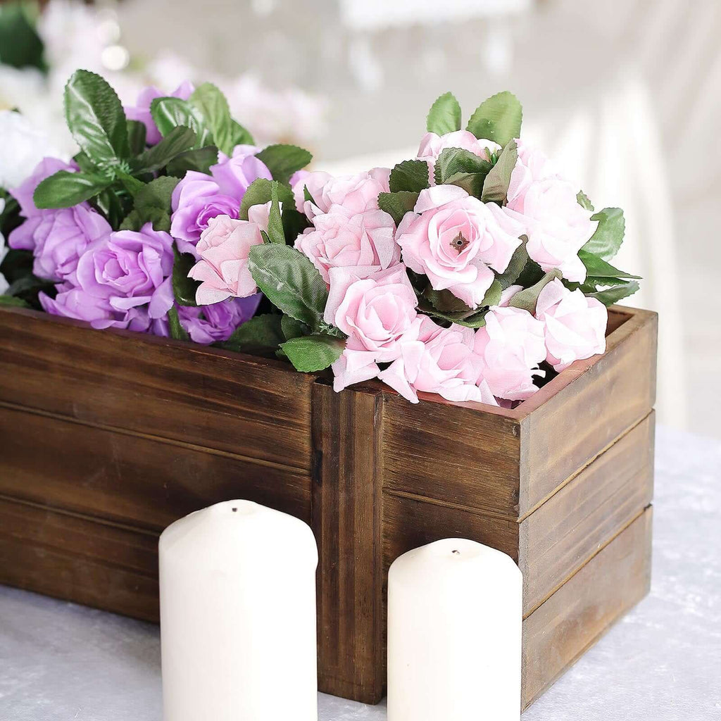 Rustic Wood Planter Box Smoked Brown - Durable Table Decor with Removable Plastic Liner 30"x6"