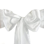 5 Pack Satin Chair Sashes White - Durable Chair Bows with Shiny Finish for Classy Event Chair Decor 6"x106"