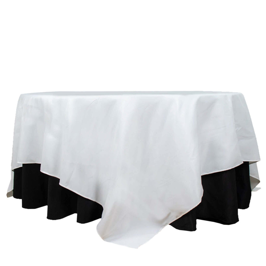Premium Polyester 90"x90" Table Overlay Square Tablecloth White 220GSM Wrinkle-Resistant Table Cover Stylish Gatherings
