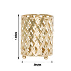 2-Pack Votive Candle Holders Gold Metal Diamond Cut Geometric Design - Perfect for Home DÃ©cor and Events 4"