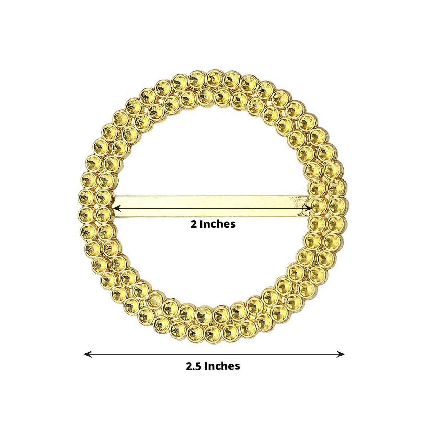 20 Pack Diamond Round Chair Sash Band Buckle Pins Gold - Timeless Rhinestone Napkin Rings for Weddings & Gatherings 2.5"