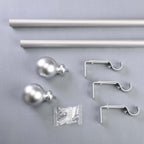 42"-126" Adjustable Curtain Rod Set, Silver, Round Finials