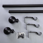 42"-126" Adjustable Curtain Rod Sets, Black, Round Finials
