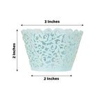 25-Pack Paper Cupcake Wrappers Lace Laser Cut Design Light Blue - Muffin Baking Cup Trays for Events