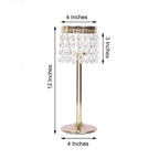 Crystal Beaded Chandelier Metal Candle Holder Gold - Sophisticated Pillar Tealight Stand 12"