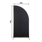7ft Matte Black Spandex Half Moon Chiara Backdrop Stand Cover, Custom Fitted Wedding Arch Cover
