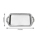 12-Pack Display Trays Party Favor Rectangular Design Silver - Mini Serving Platters for Candy and Desserts 4"