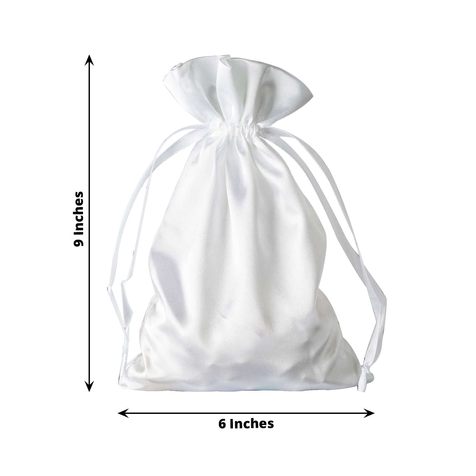 12 Pack 6"x9" White Satin Drawstring Wedding Party Favor Gift Bags