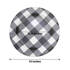 10-Pack Disposable Paper Charger Plates â€“ Black/White Buffalo Plaid 13" Round Table Chargers, 350 GSM Cardstock
